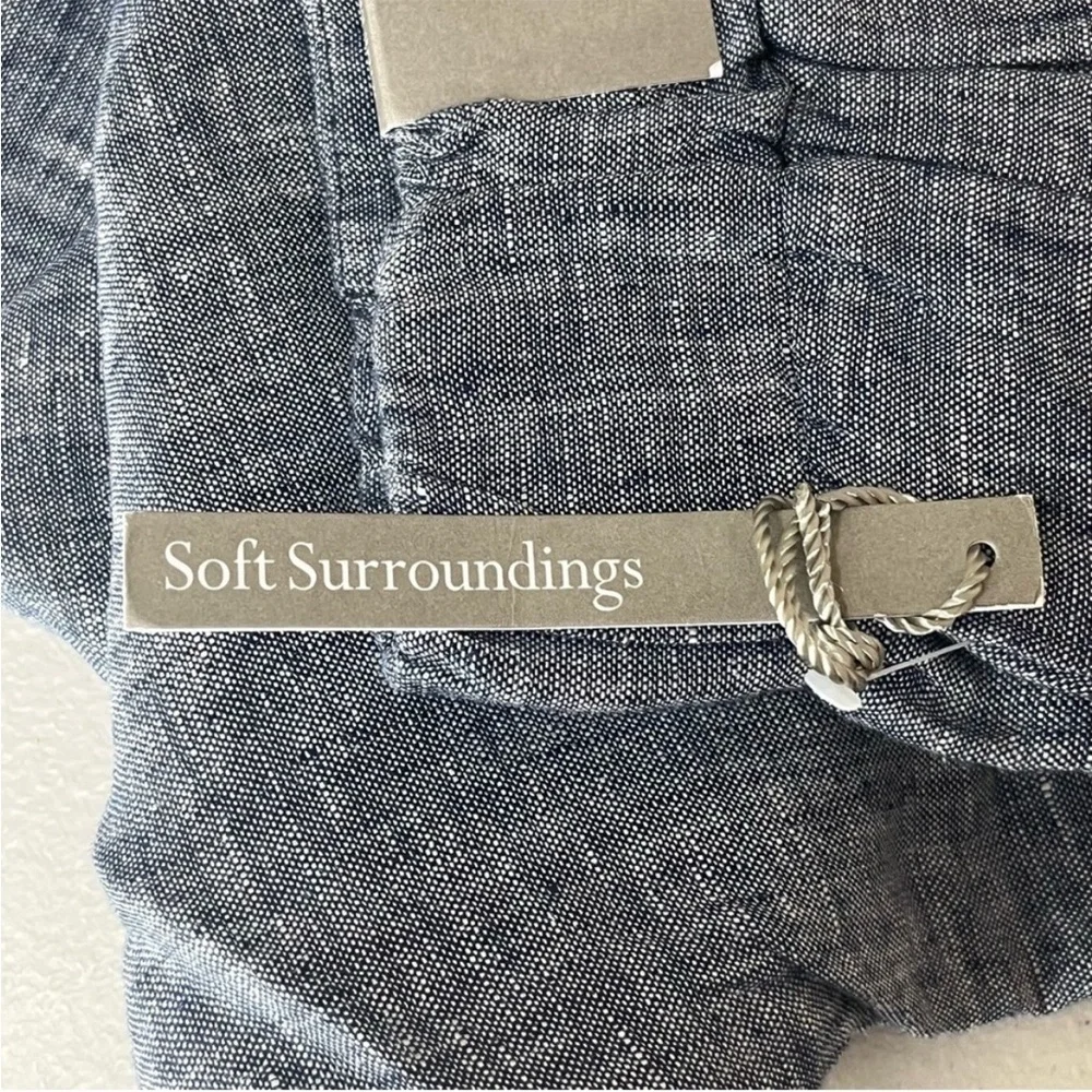 SOFT SURROUNDINGS NWT ALISO POINT LINEN WIDE LEG CROP PANTS BLUE SMALL - Picture 7 of 12